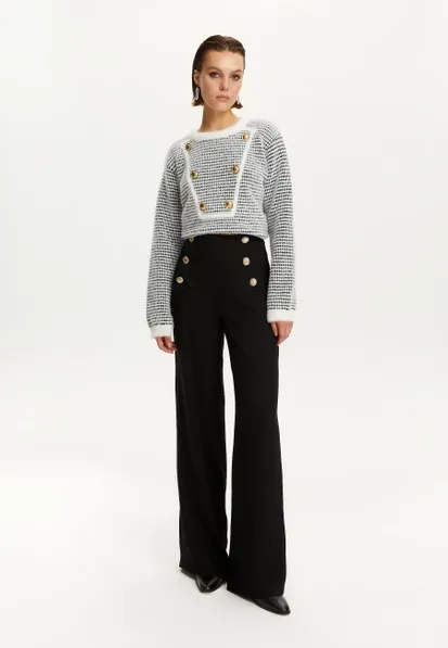 Multi Button Striped Sweater