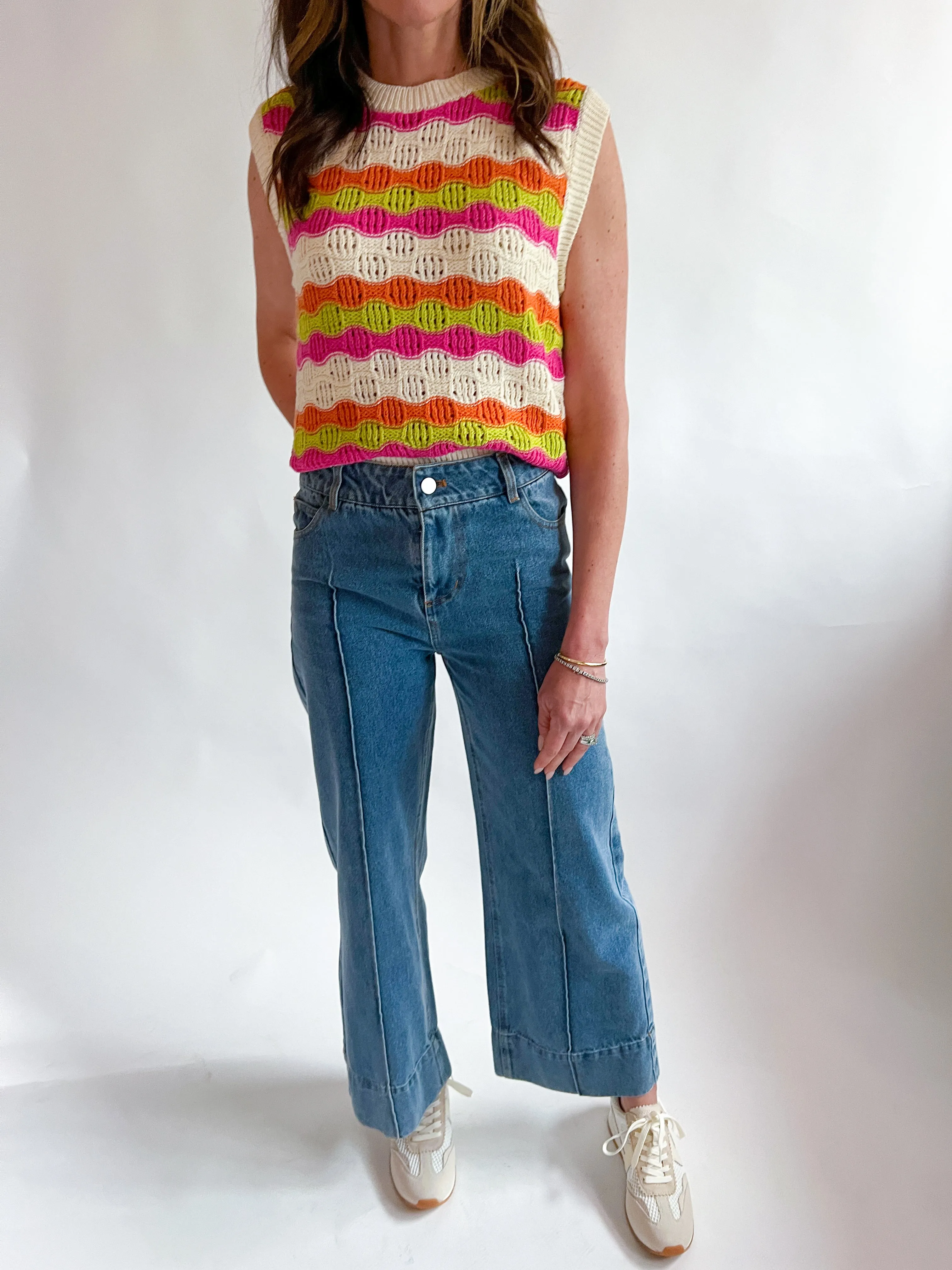 Multi Wavy Crochet Sweater Vest