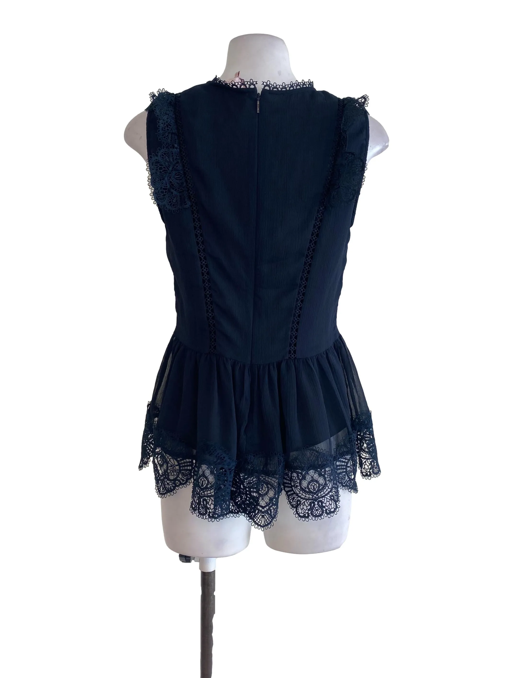 Navy Blue Blouson Top