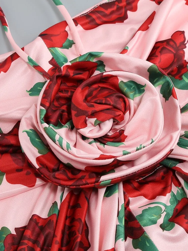 New Summer Floral Print Cropped Top Mini Skirt