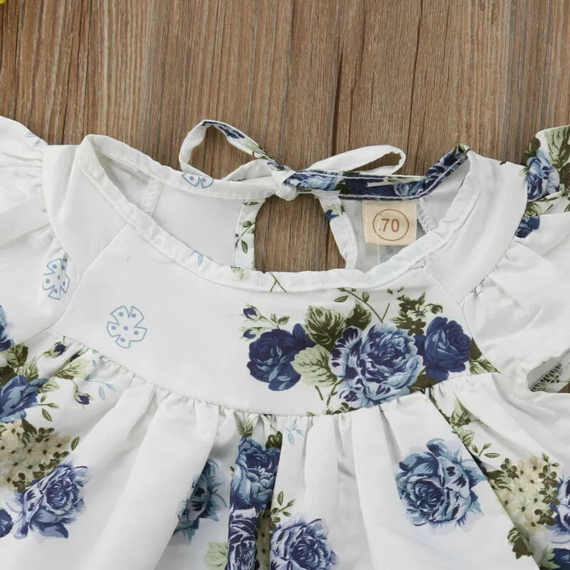 Newborn Infant Baby Girl Summer Floral Tops Dress Short Pants Outfits Clothes US