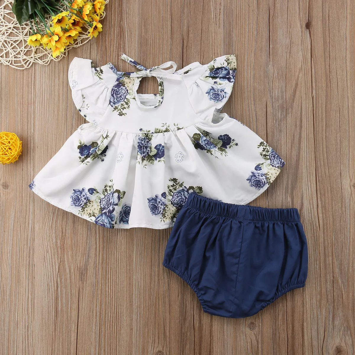 Newborn Infant Baby Girl Summer Floral Tops Dress Short Pants Outfits Clothes US