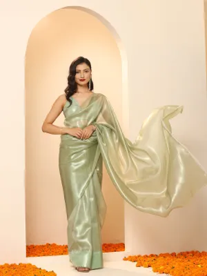 Newly Minted Green Gold Organza Saree