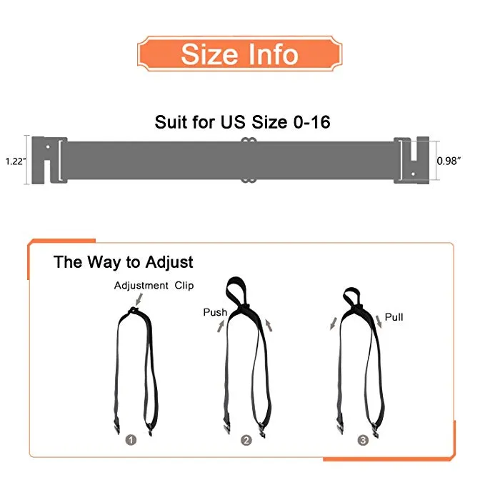 No Show Women Stretch Belt Invisible Elastic Web Strap Belt with Flat Buckle for Jeans Pants Dresses