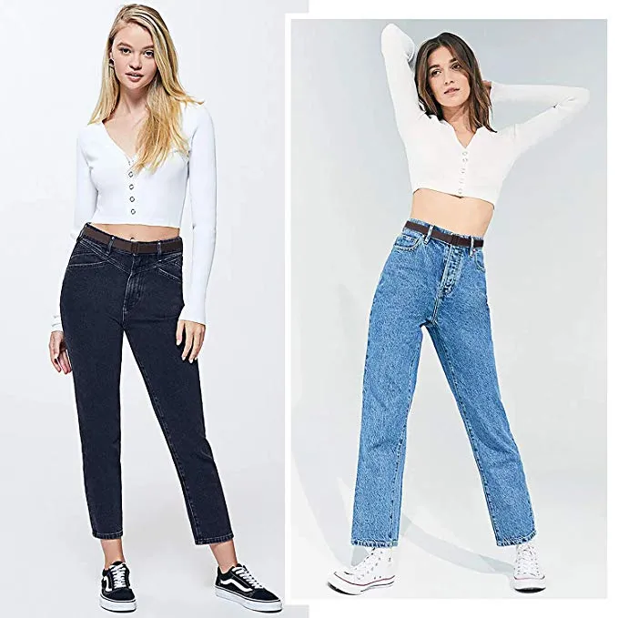 No Show Women Stretch Belt Invisible Elastic Web Strap Belt with Flat Buckle for Jeans Pants Dresses