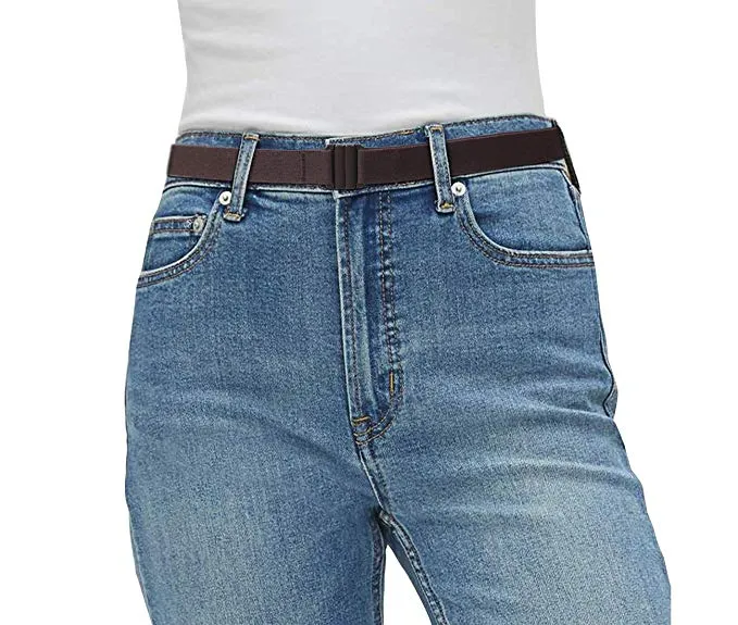 No Show Women Stretch Belt Invisible Elastic Web Strap Belt with Flat Buckle for Jeans Pants Dresses