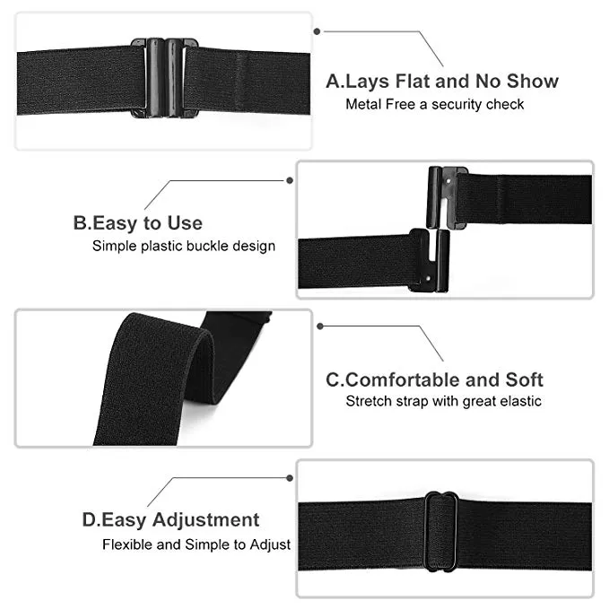 No Show Women Stretch Belt Invisible Elastic Web Strap Belt with Flat Buckle for Jeans Pants Dresses