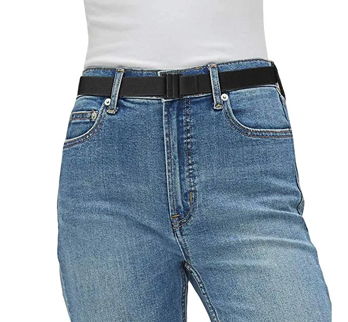 No Show Women Stretch Belt Invisible Elastic Web Strap Belt with Flat Buckle for Jeans Pants Dresses