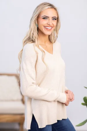 Oatmeal Drop Shoulder Lightweight Sweater