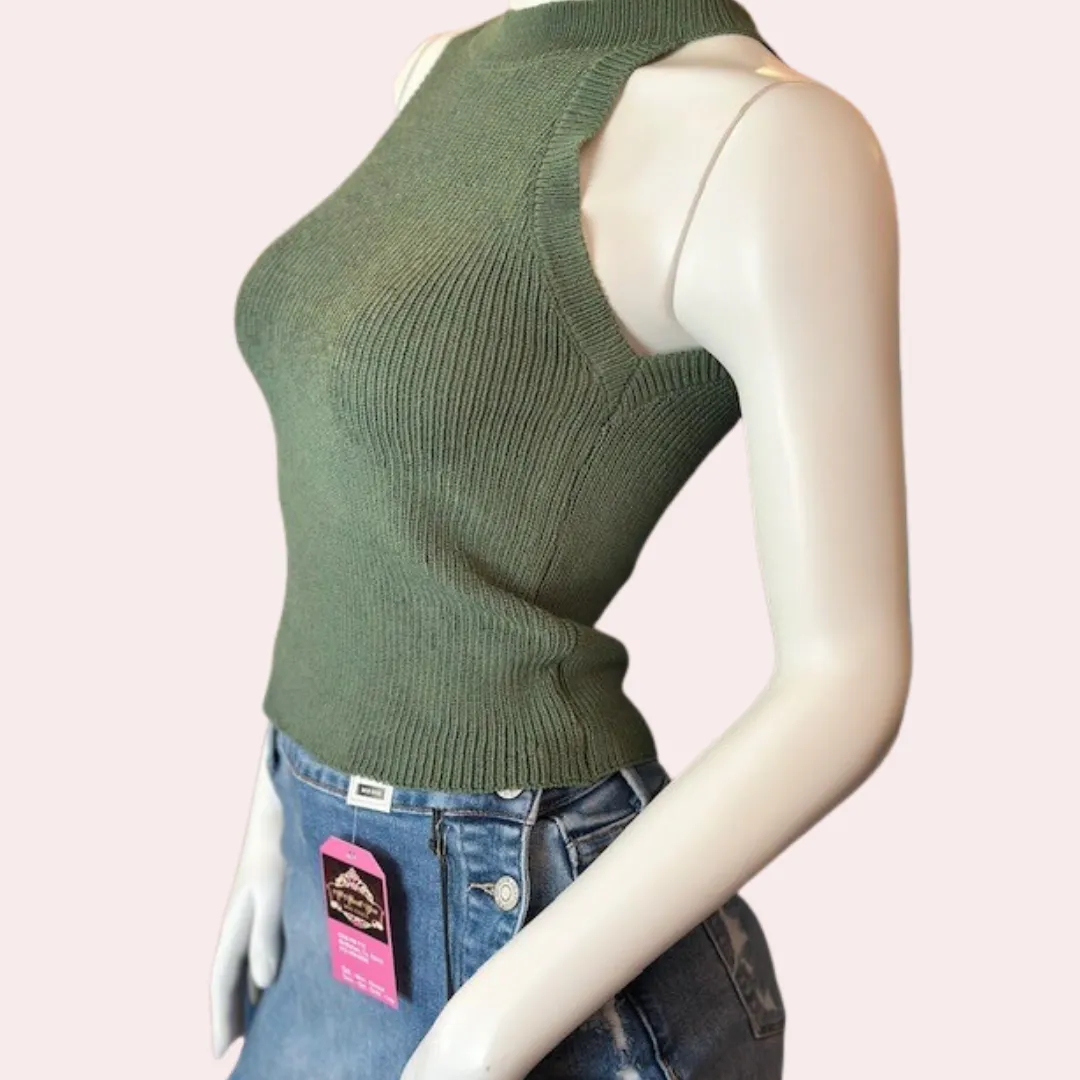 Olive sleeveless top