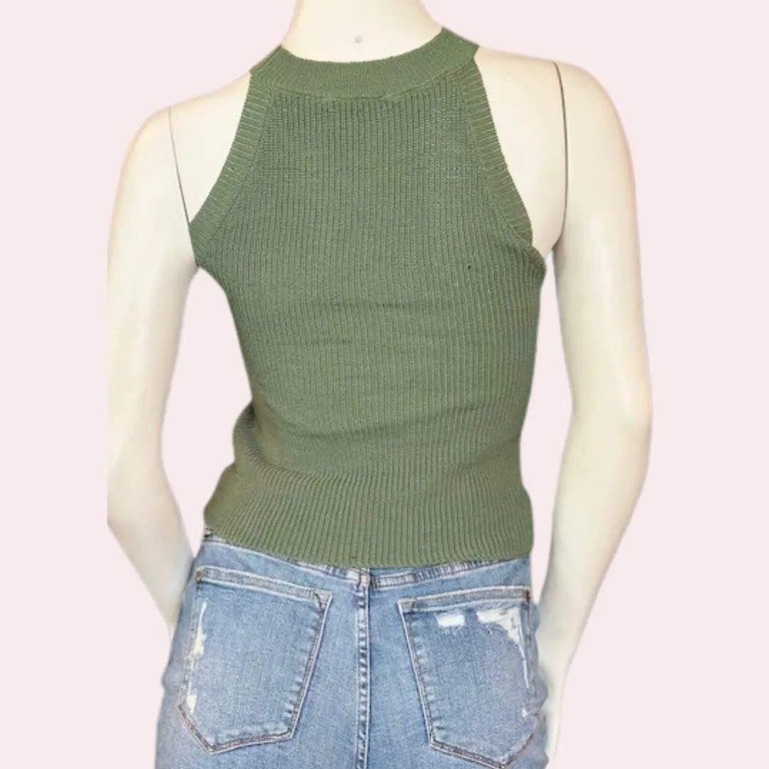 Olive sleeveless top