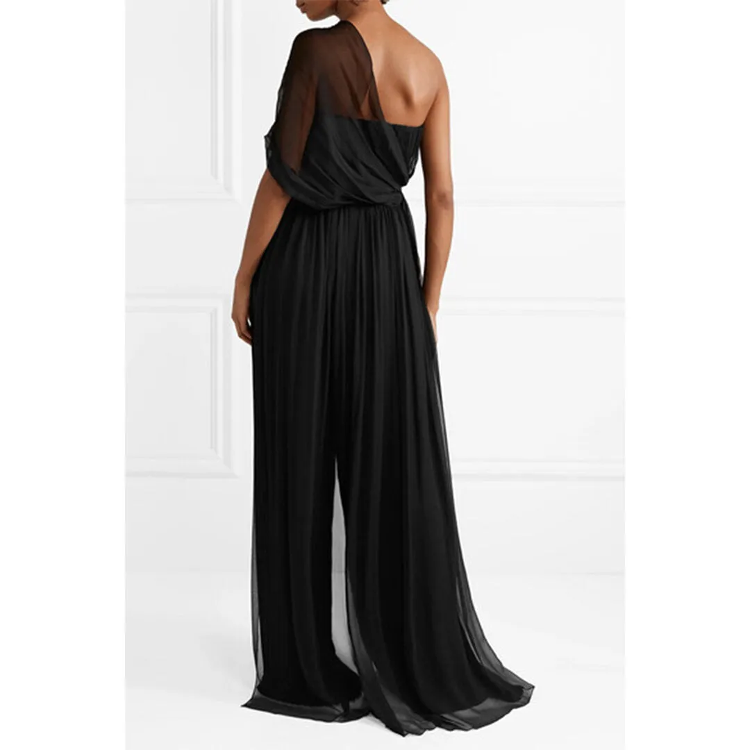 One-Shoulder Draped Silk Crepe Top