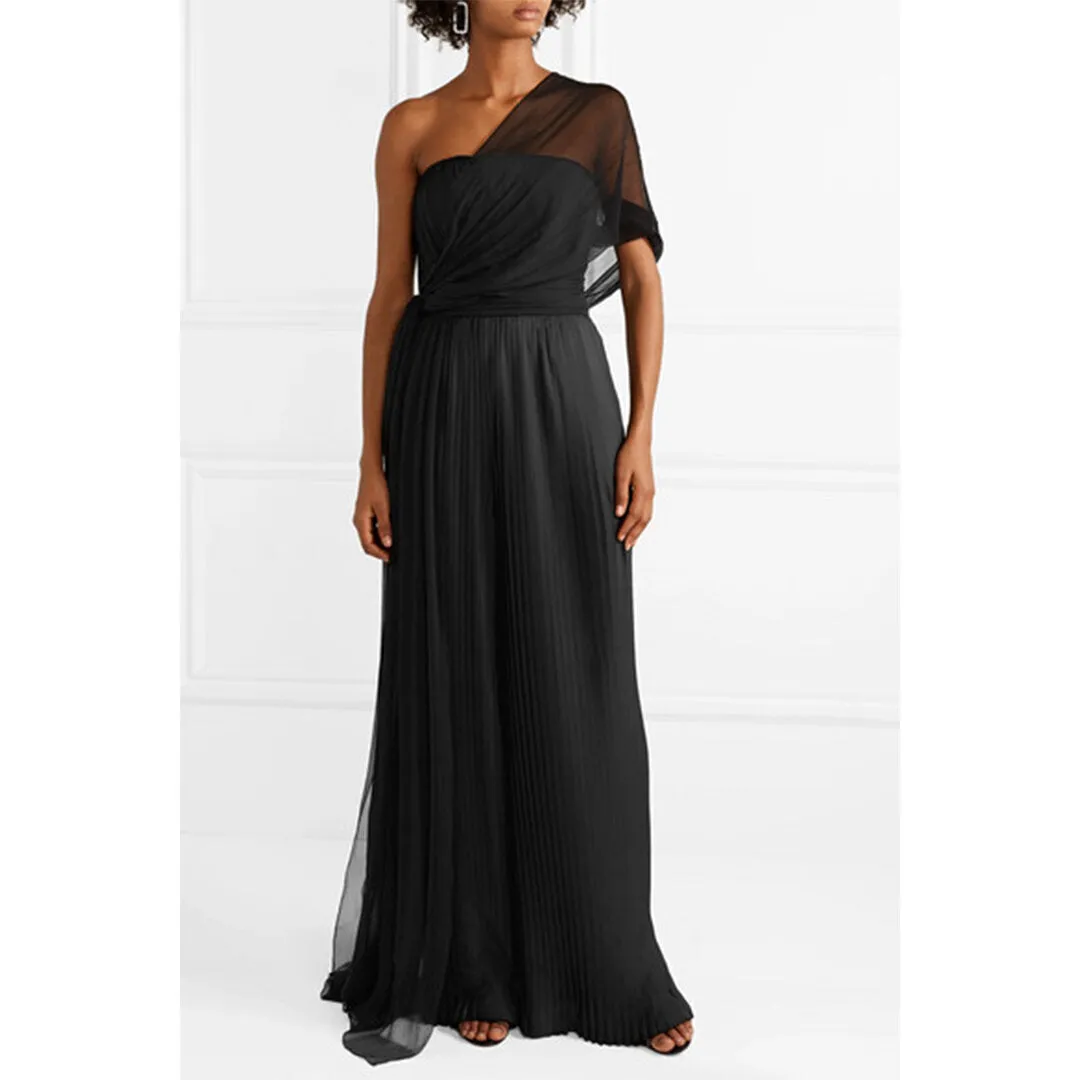 One-Shoulder Draped Silk Crepe Top