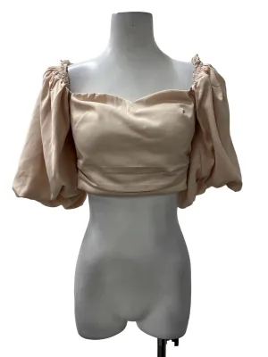 Pale Pink Puff Sleeve Sweetheart Top
