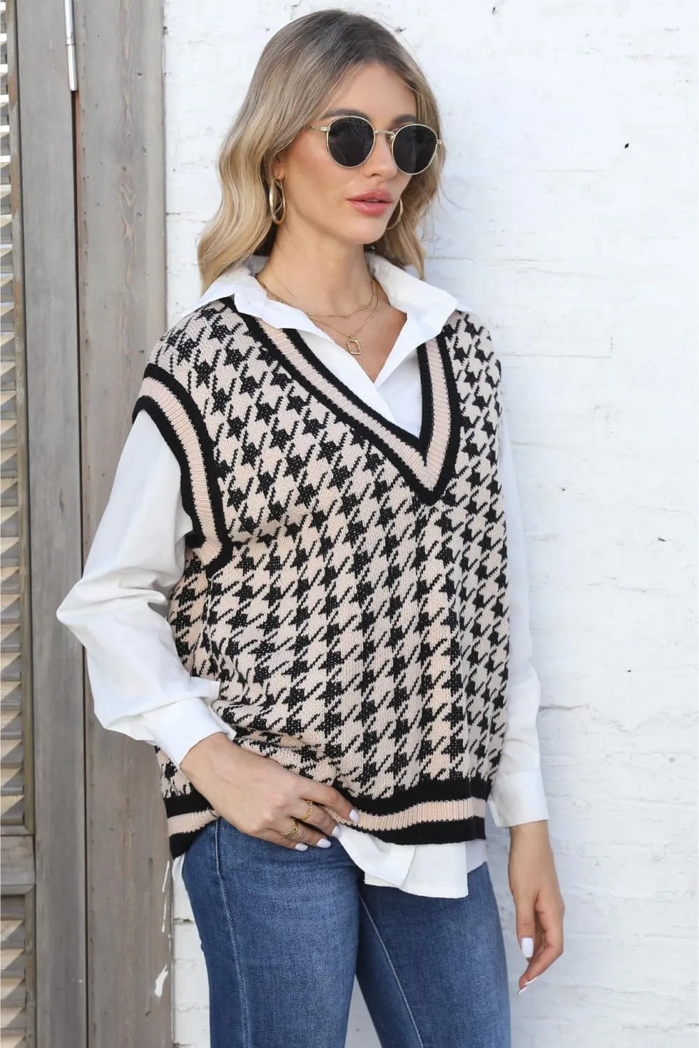 Parisian Vibes Houndstooth Sweater Vest