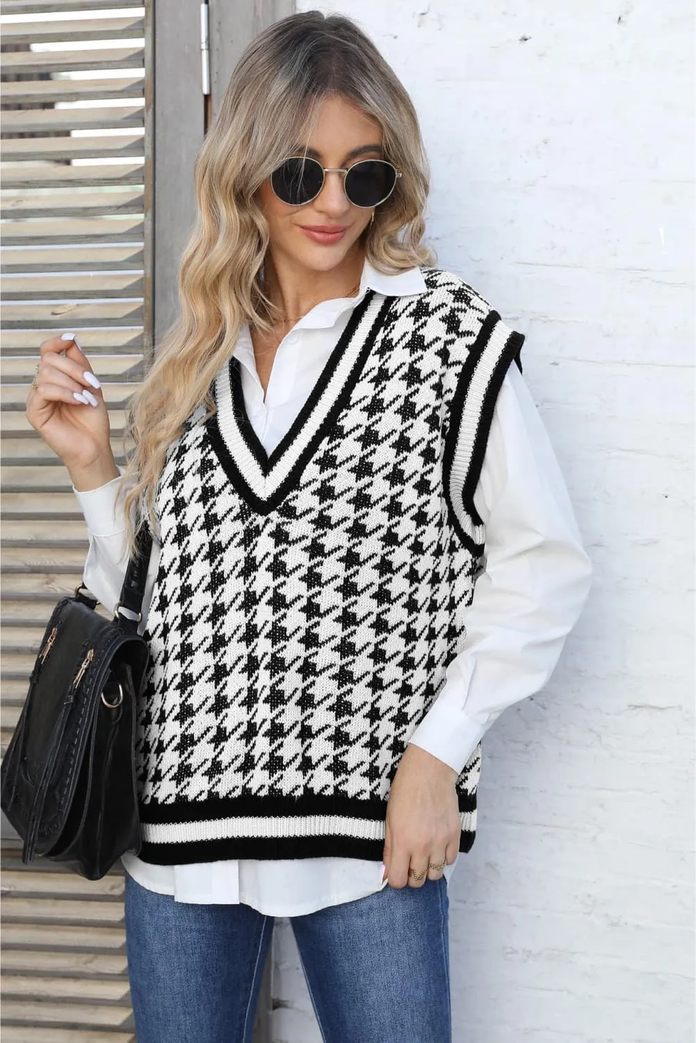 Parisian Vibes Houndstooth Sweater Vest