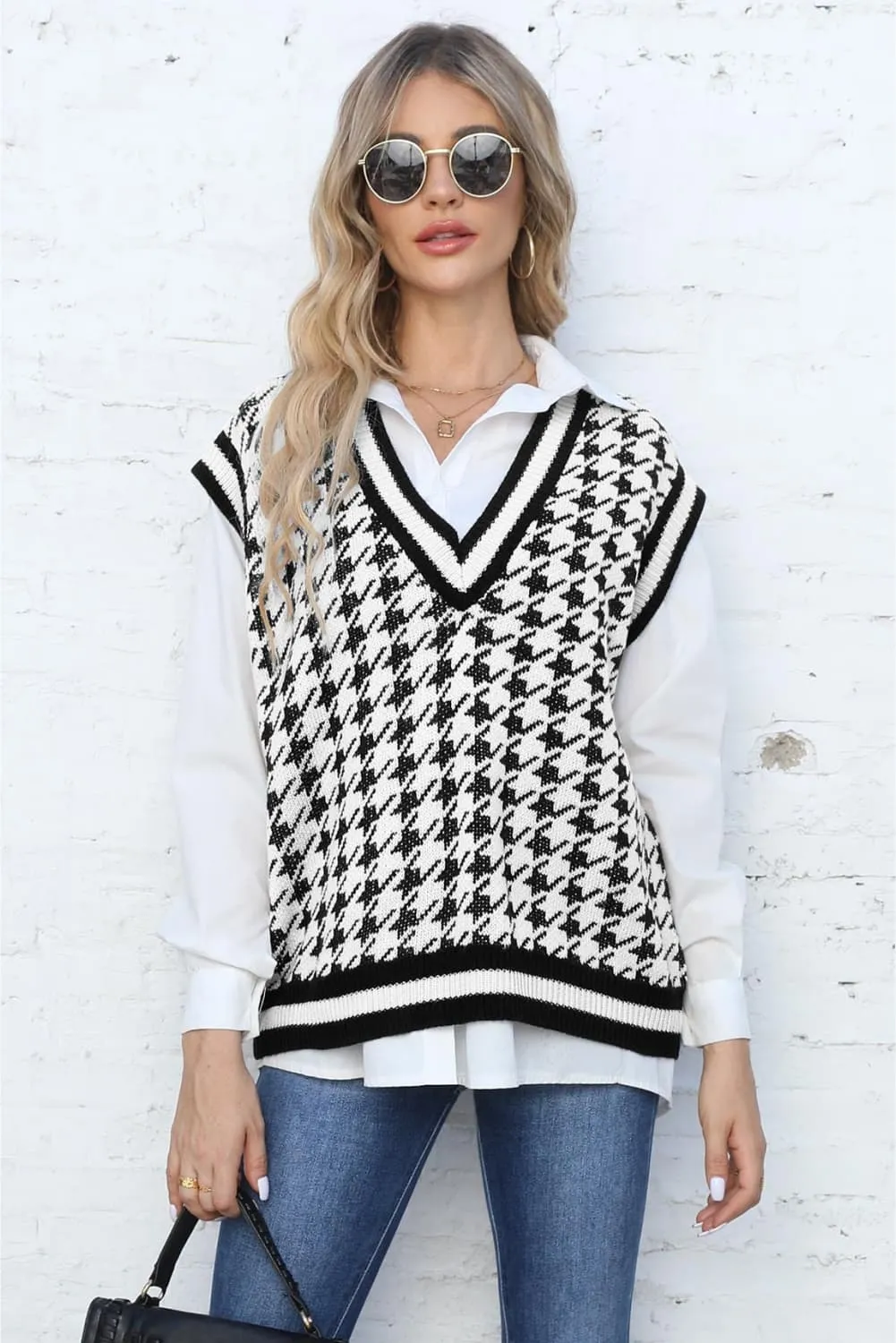 Parisian Vibes Houndstooth Sweater Vest