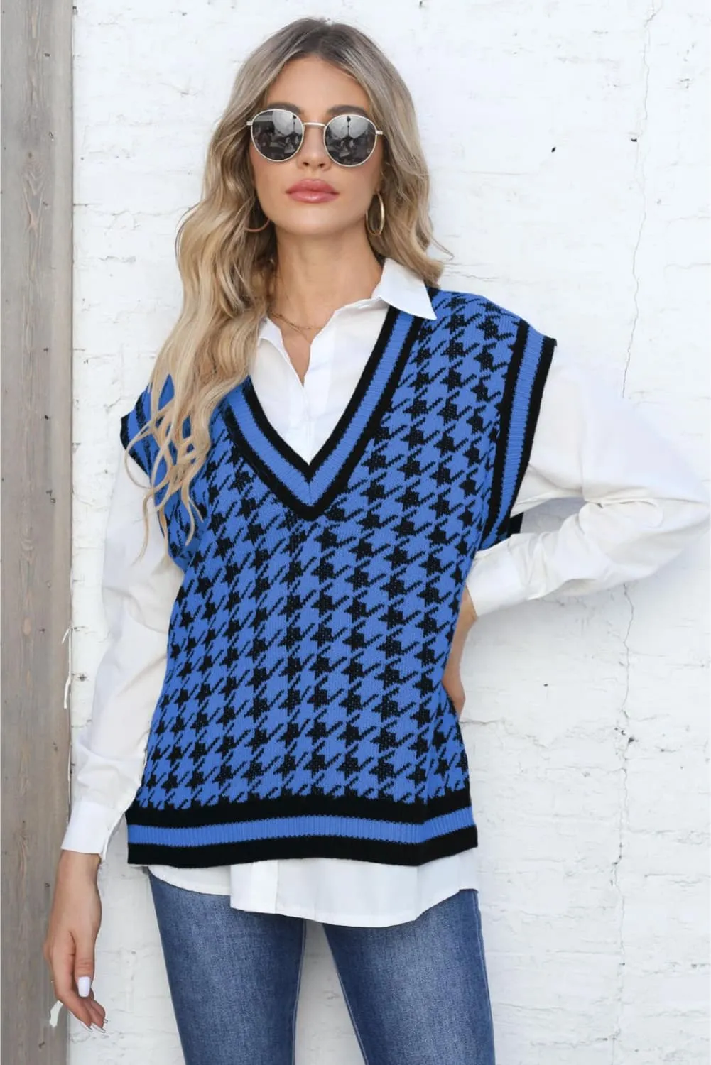 Parisian Vibes Houndstooth Sweater Vest