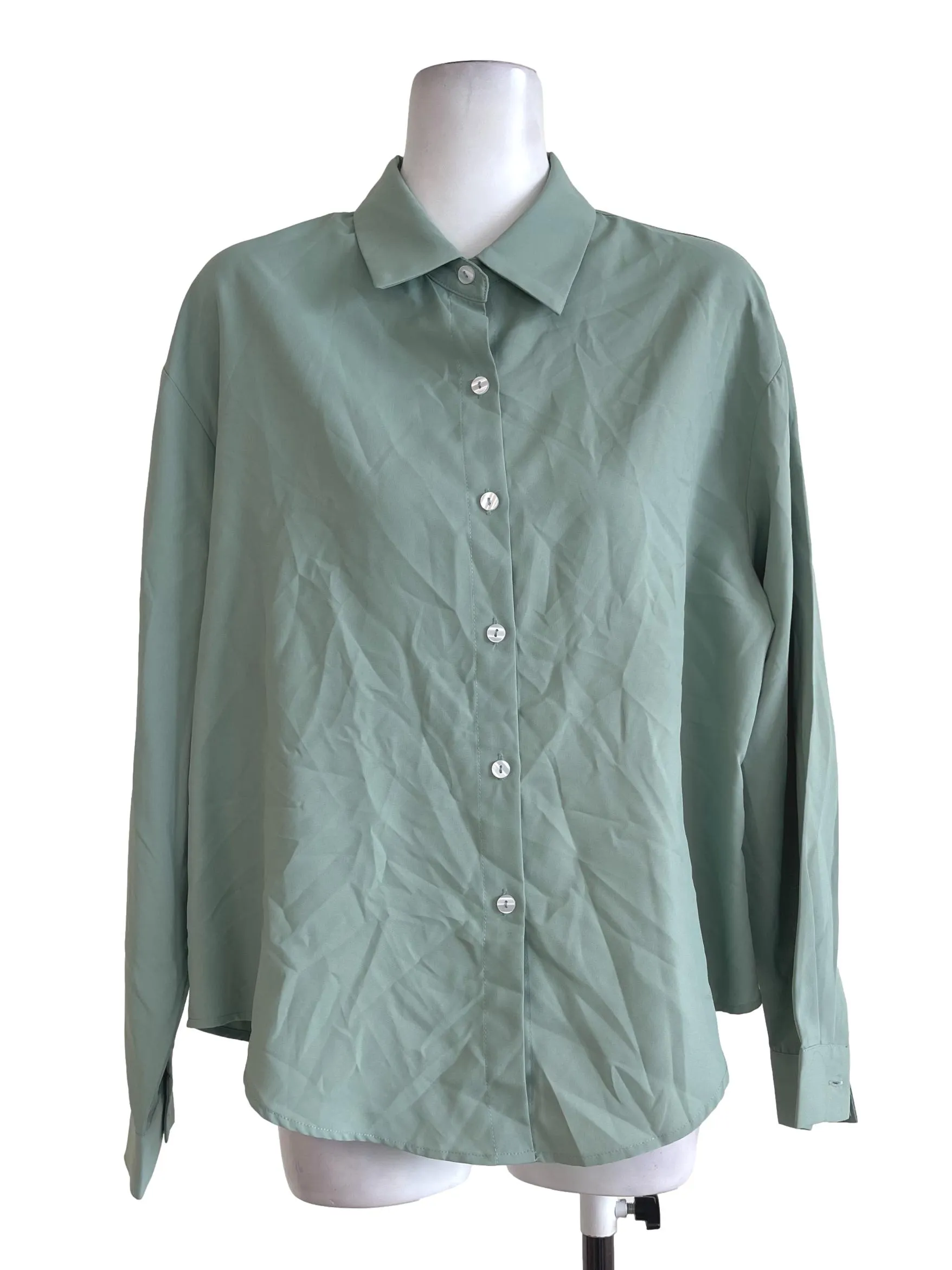 Pastel Green Collared Top