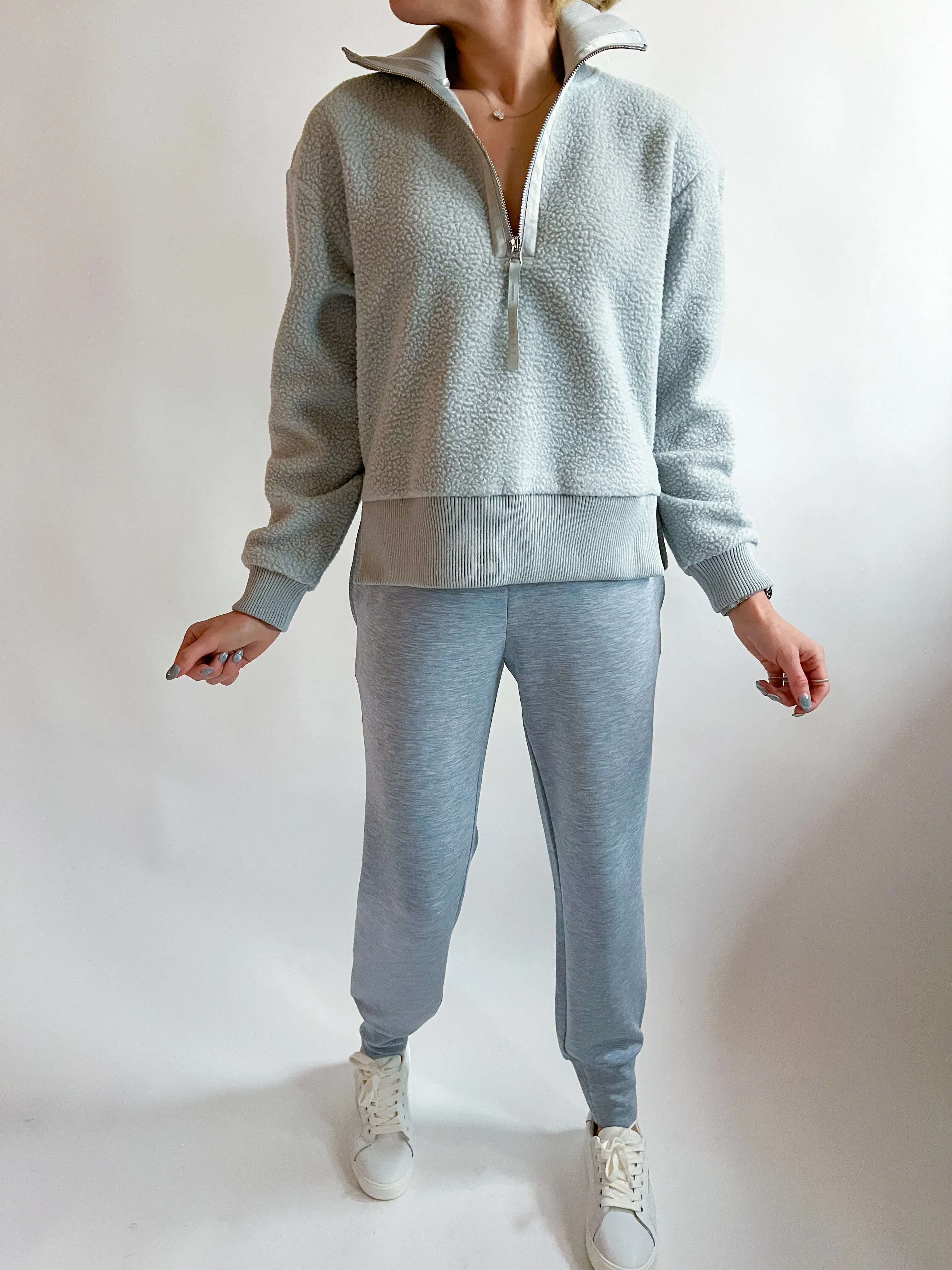 Pearl Blue Roselle Half Zip Fleece Pullover