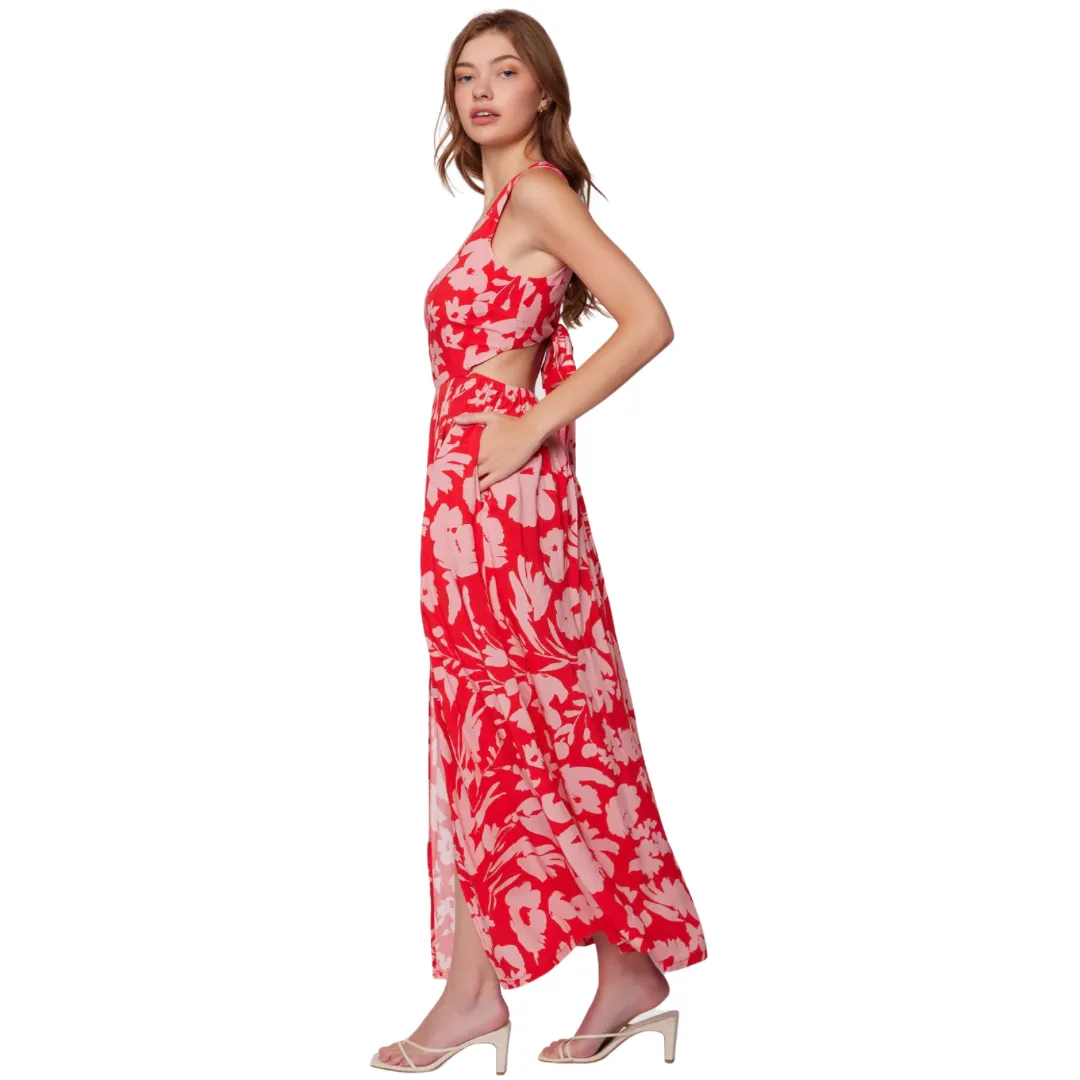 Pink floral maxi dress