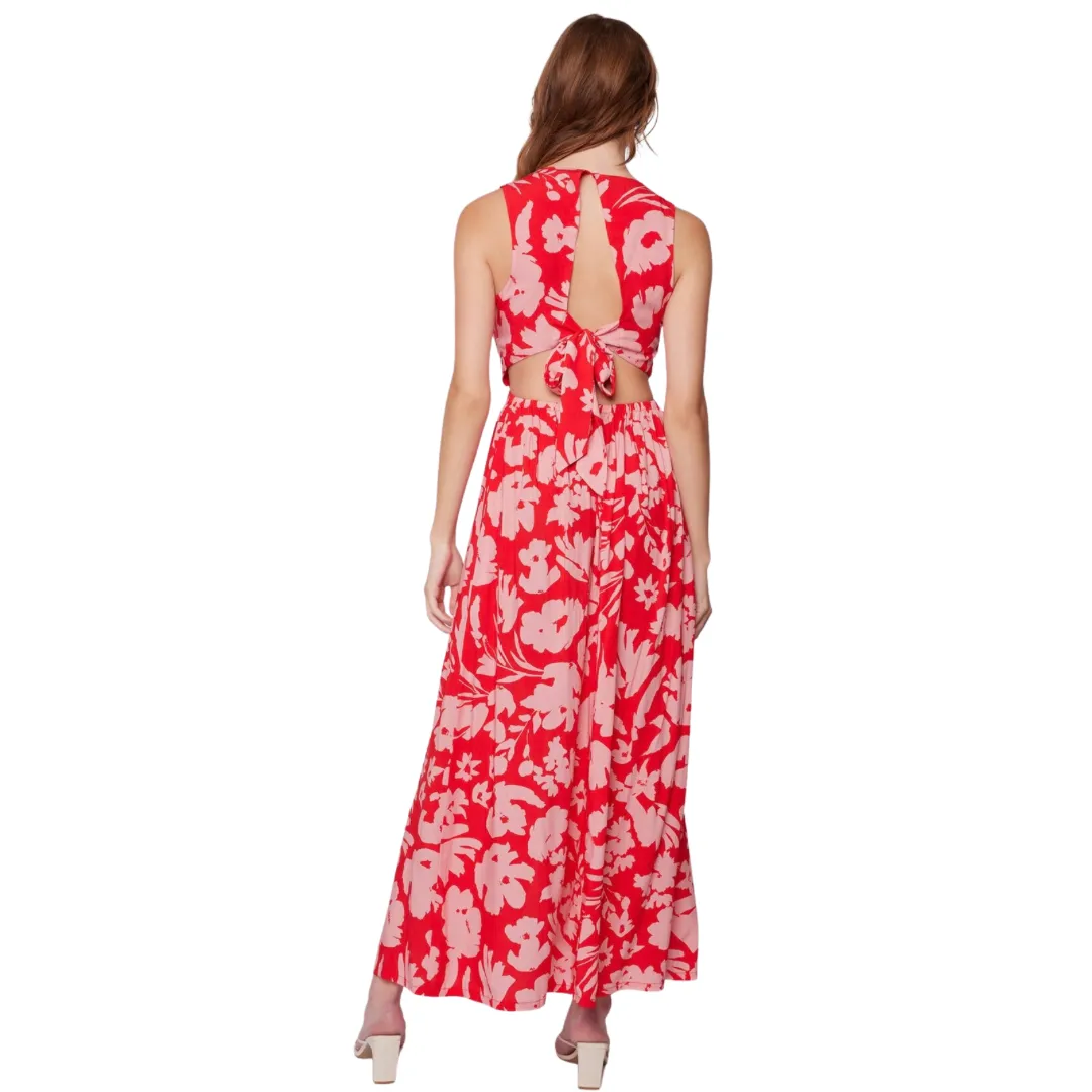 Pink floral maxi dress