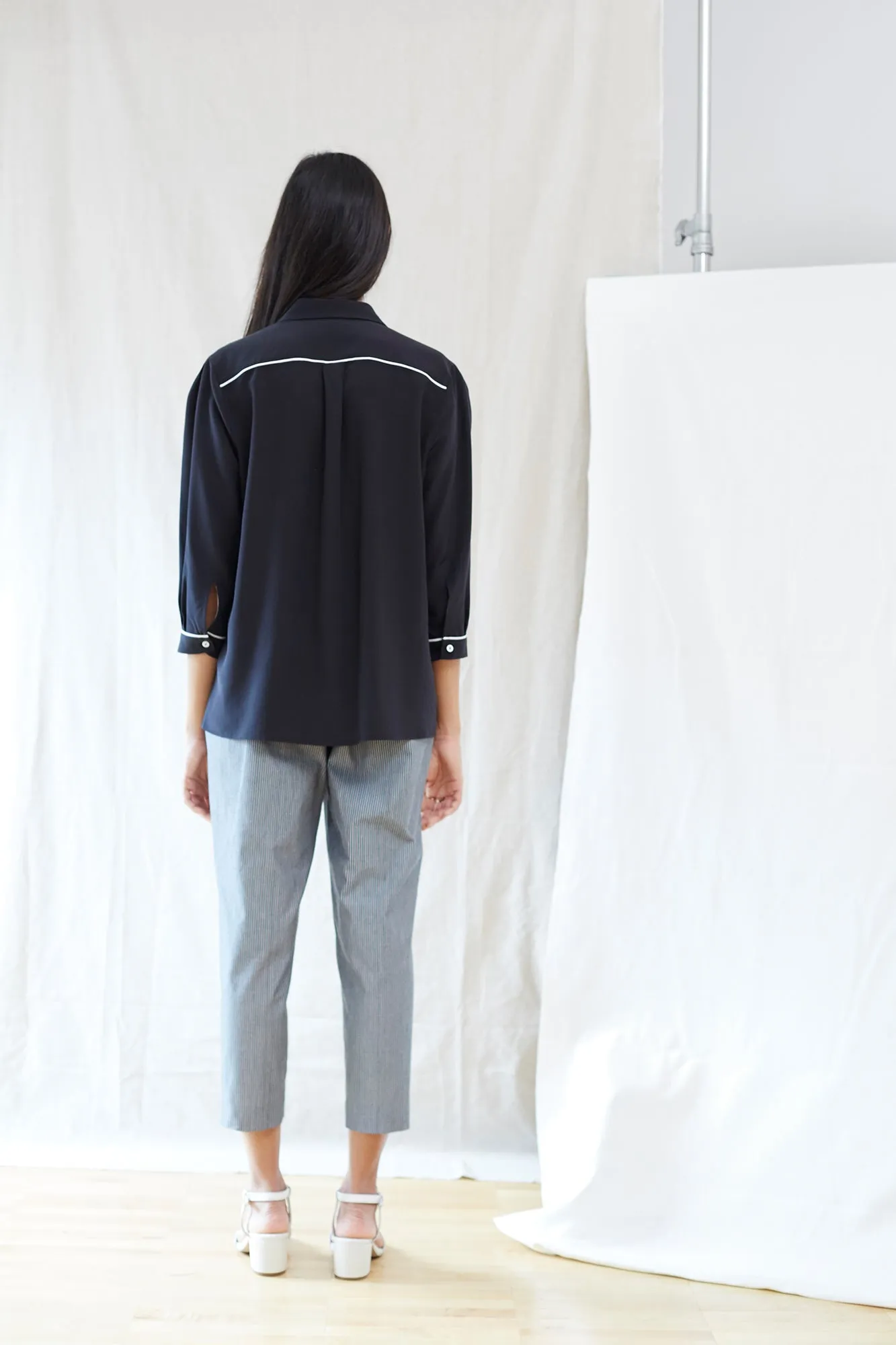 Pleat Front Silk Blouse
