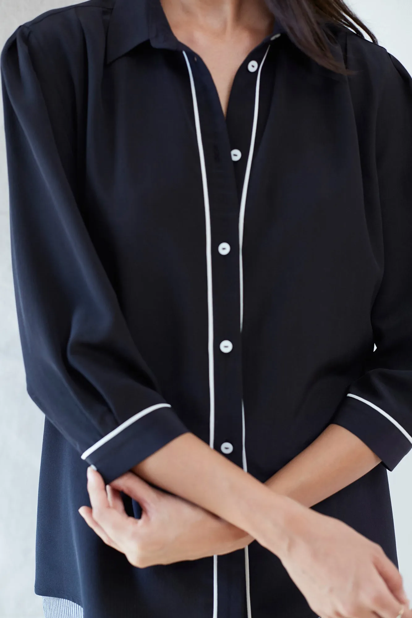 Pleat Front Silk Blouse