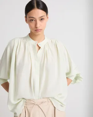 Pleated shirt in light silk crepe