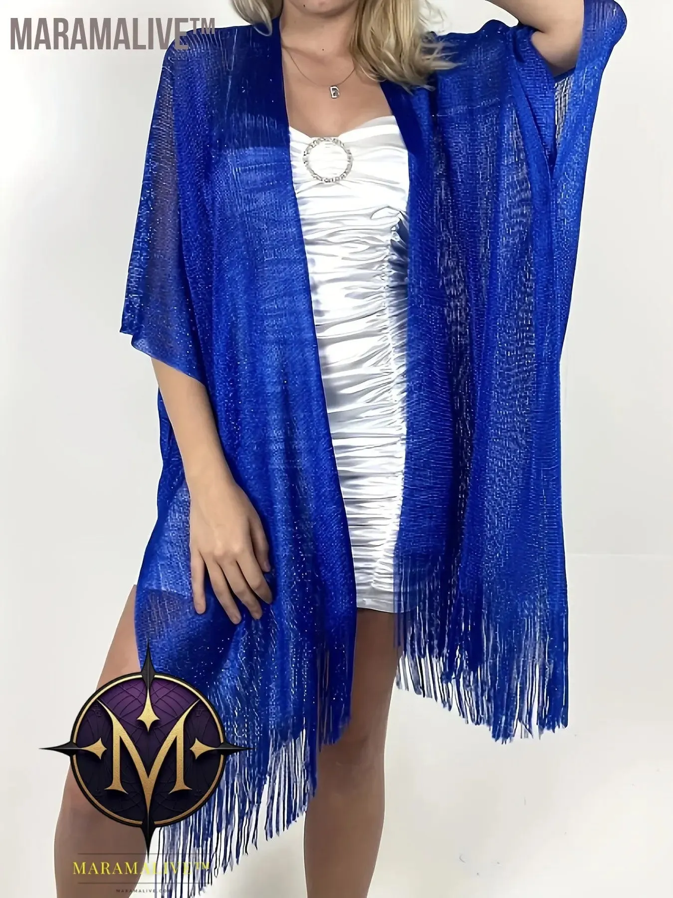 Plus Size Split Tassel Top, Casual Open Front Top For Summer, Women's Plus Size Clothing