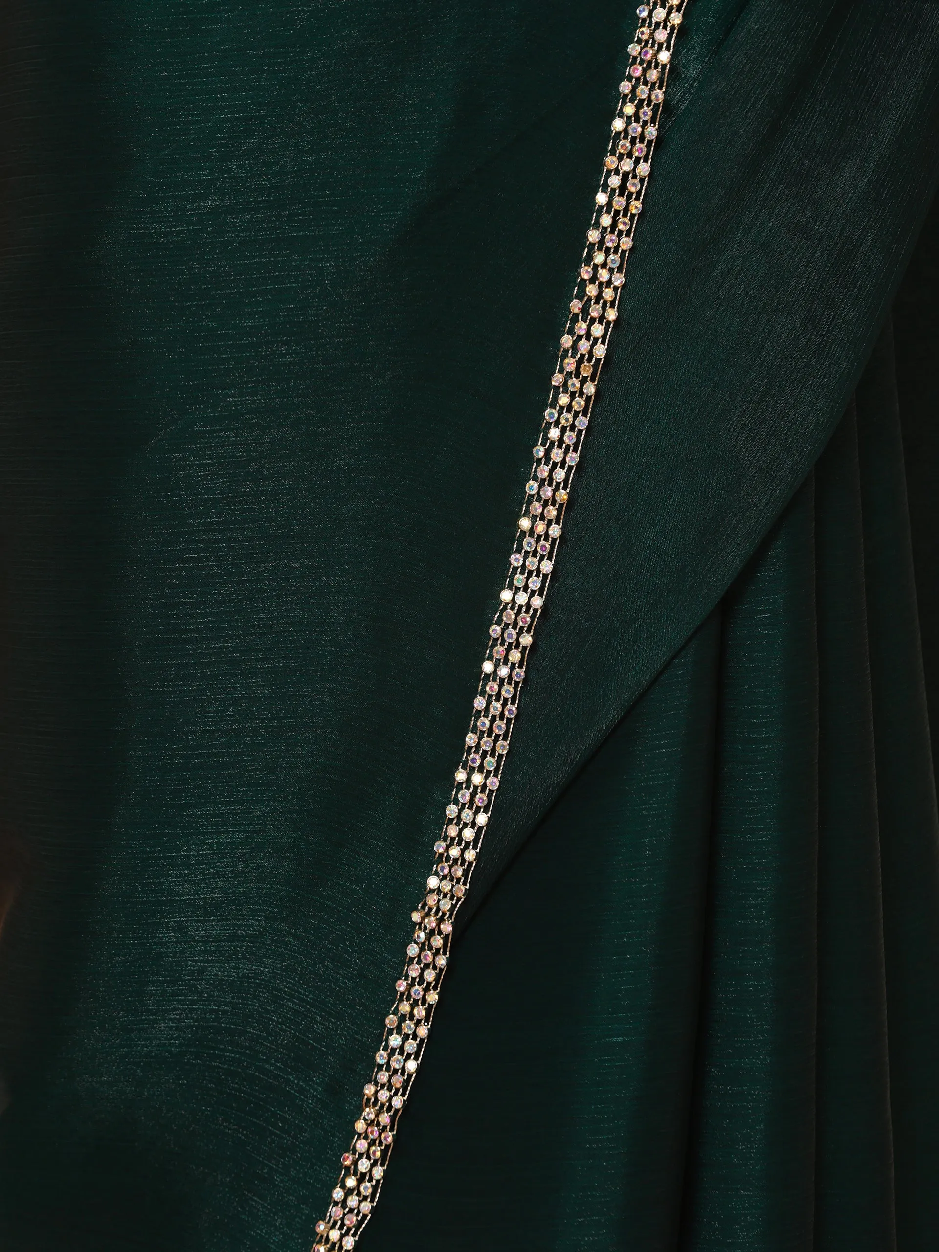 Primal Green Blue Shimmer Chiffon Dual Shade Saree