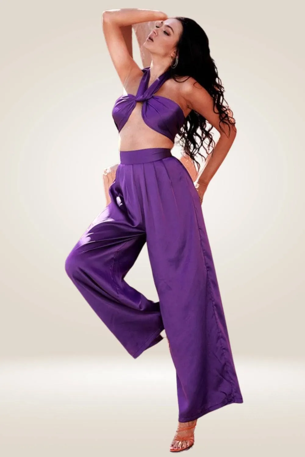Purple Two Piece Pants Set
