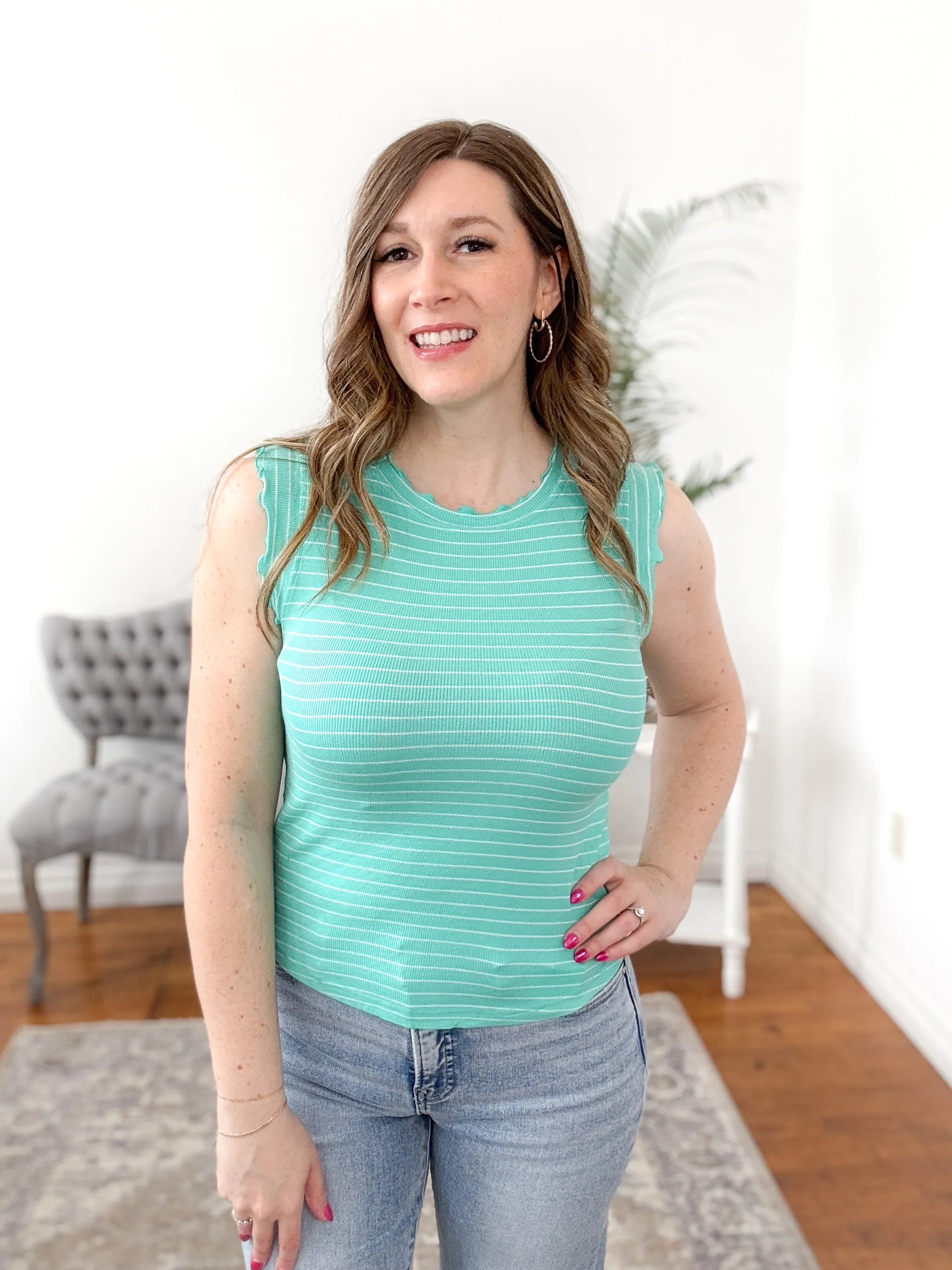 Raielle Ruffle Trim Sleeveless Top