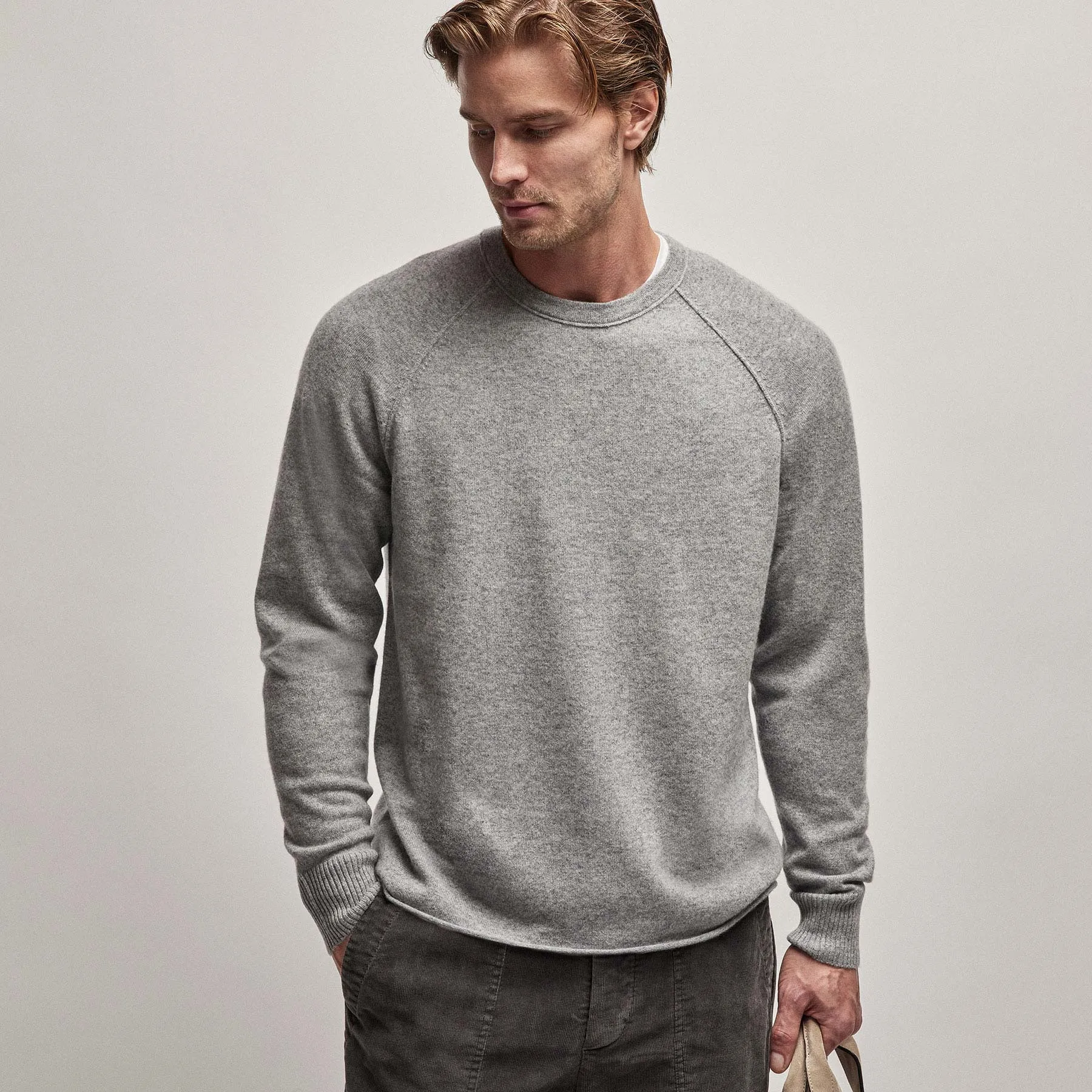 Recycled Cashmere Raglan - Heather Grey