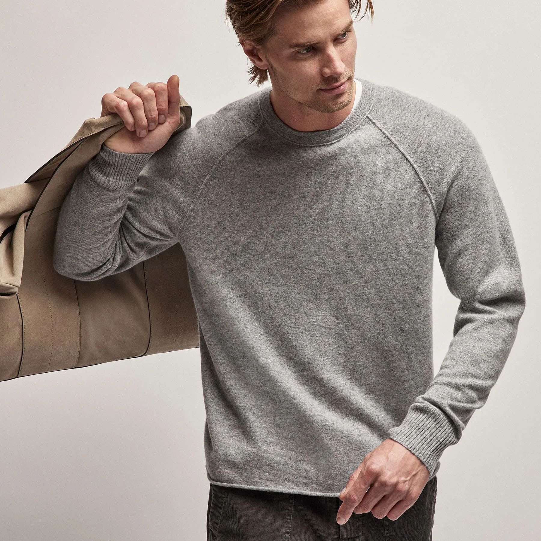 Recycled Cashmere Raglan - Heather Grey