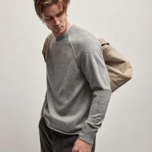 Recycled Cashmere Raglan - Heather Grey