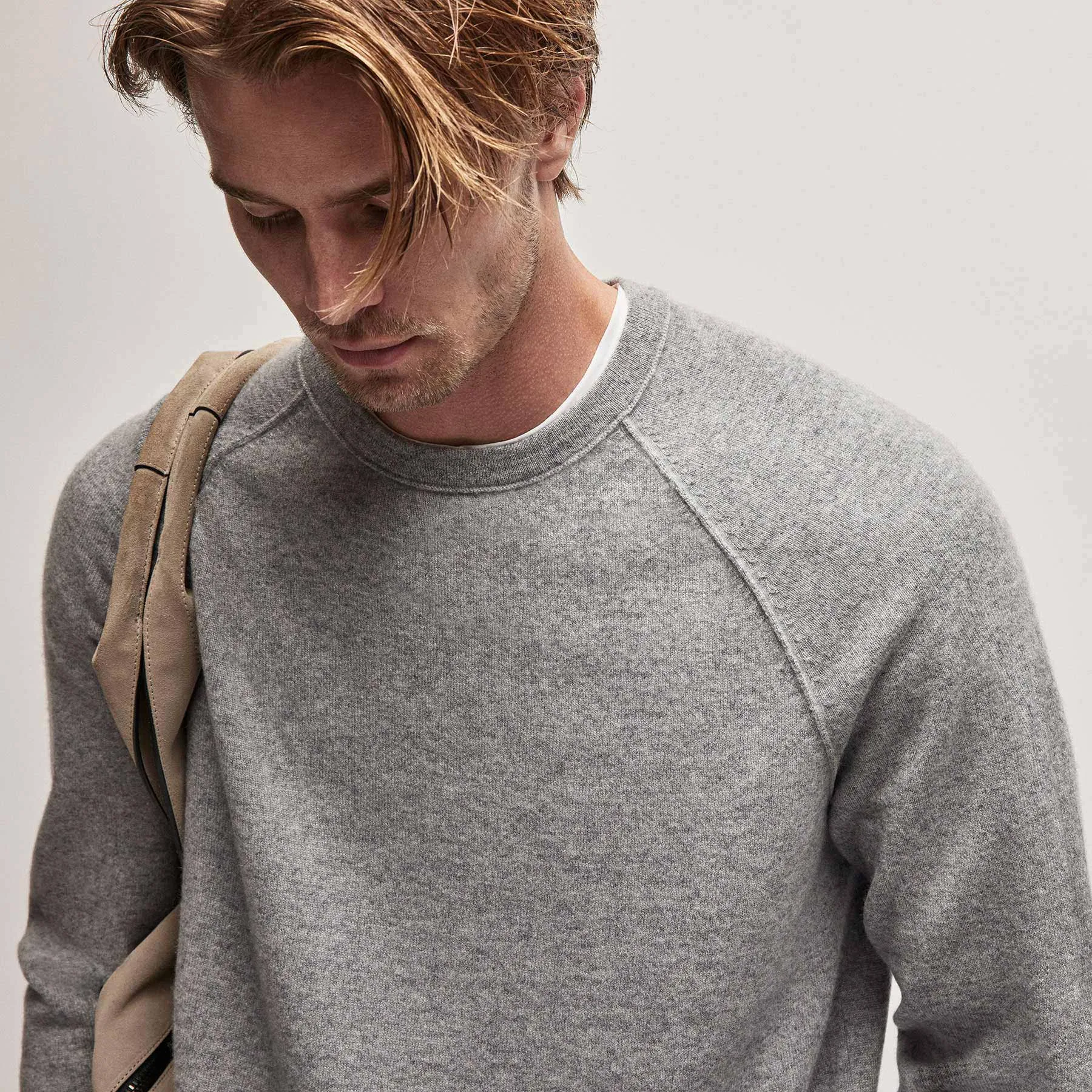 Recycled Cashmere Raglan - Heather Grey