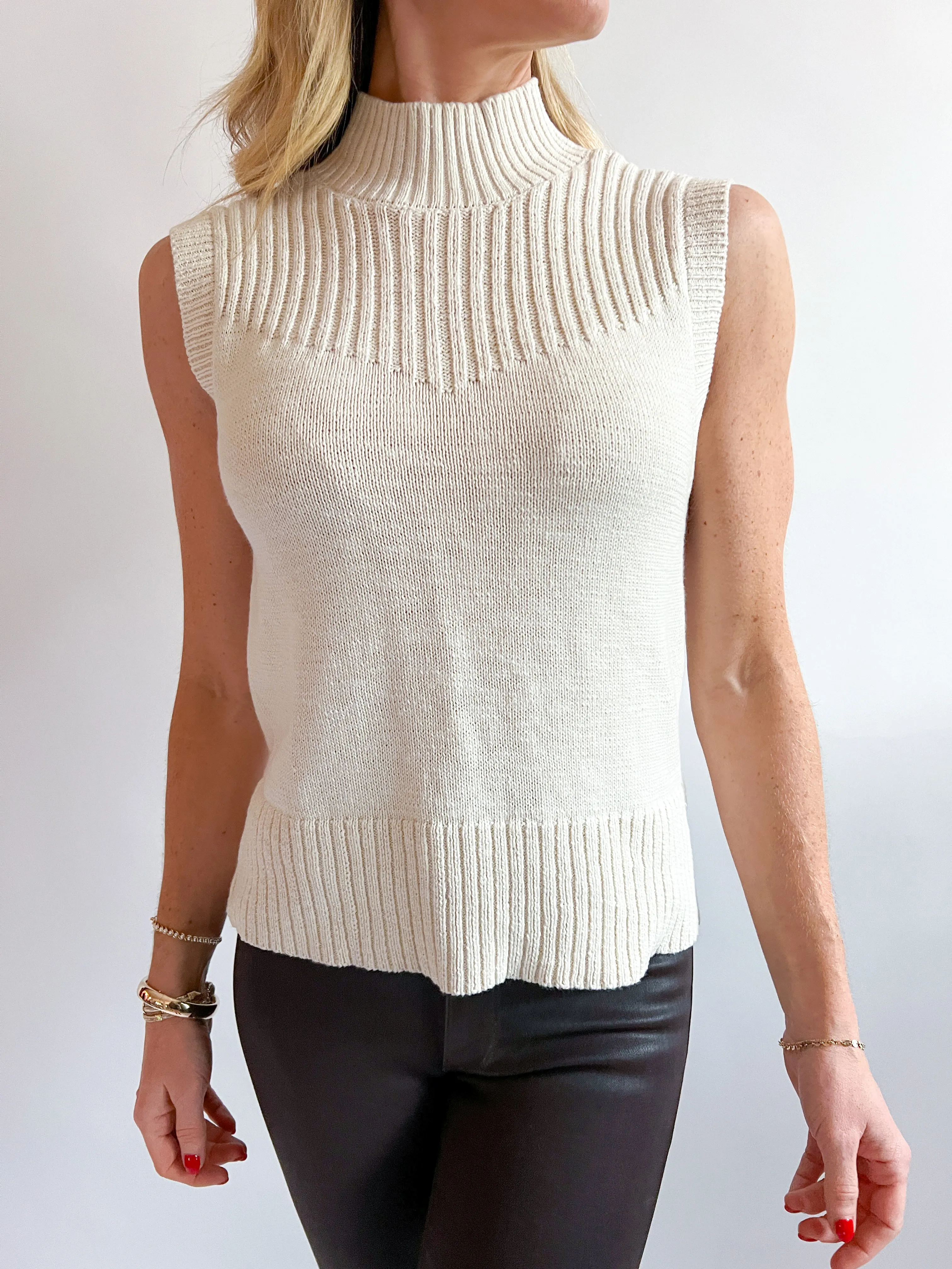 Rib Detail Mock Neck Tank