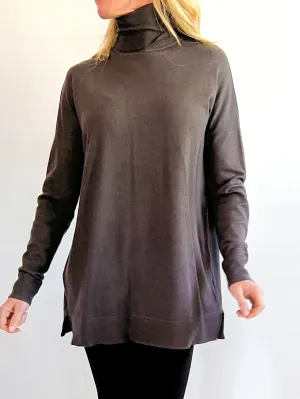 Ribbed Turtleneck Pico Sweater
