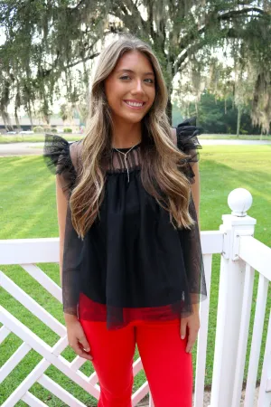 Ruffle Tulle Sleeveless Top