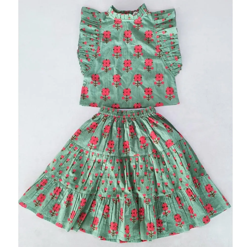 Ruffled Top and Skirt Set