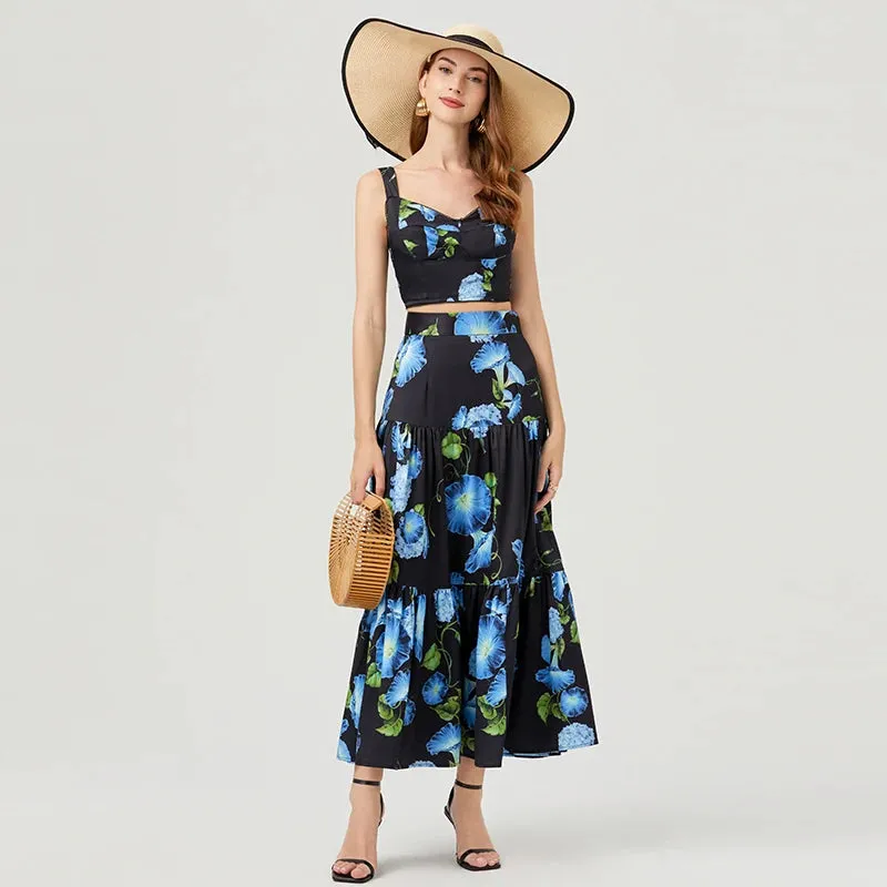 Runway Brand Designer Floral Print Two Piece