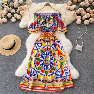 Runway Sicilian Floral Print Dress