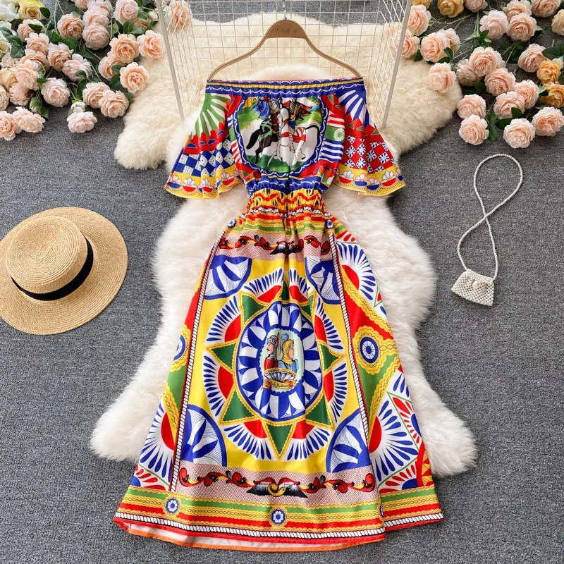 Runway Sicilian Floral Print Dress