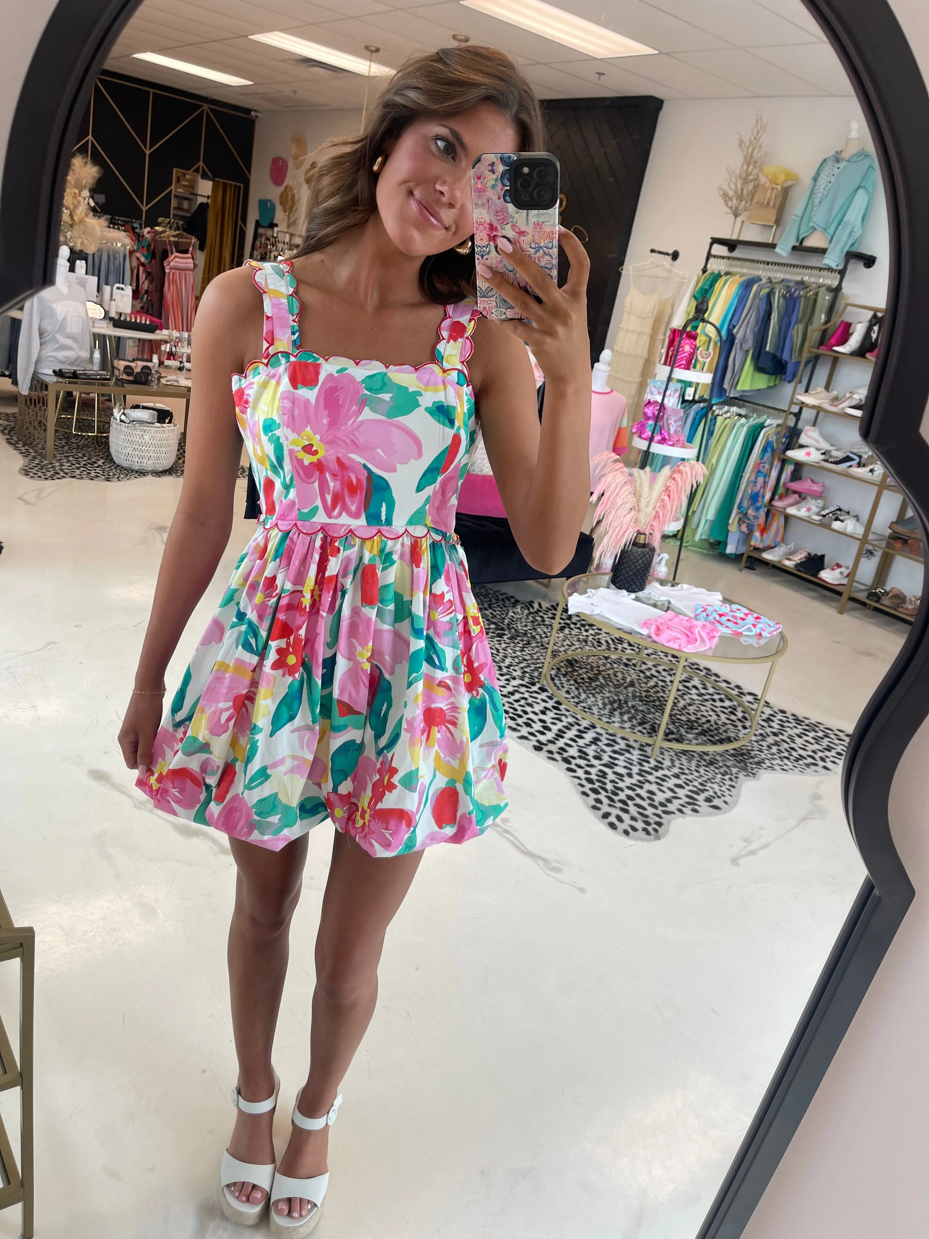 Scallop Poplin Bubble Mini Dress