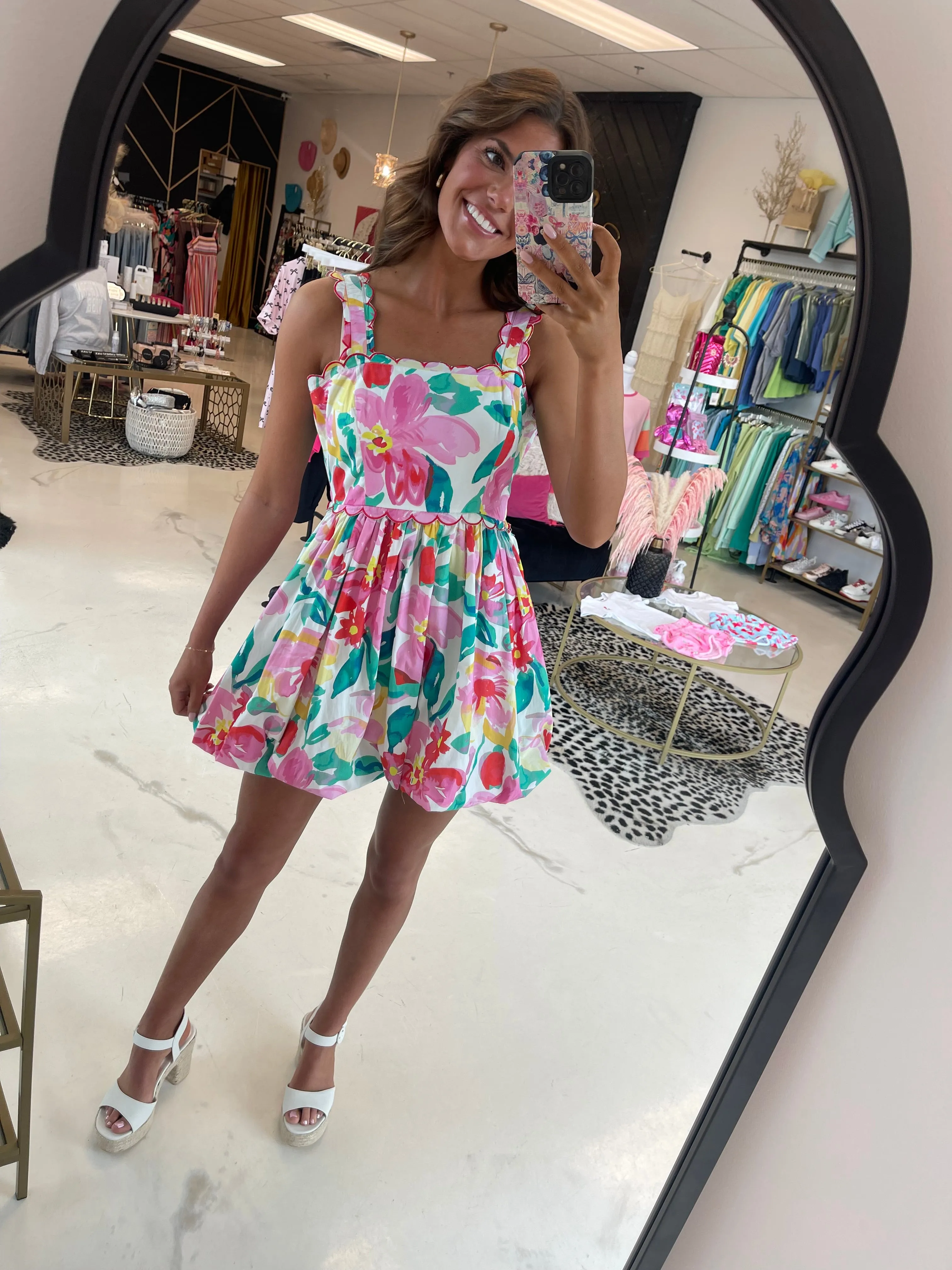 Scallop Poplin Bubble Mini Dress