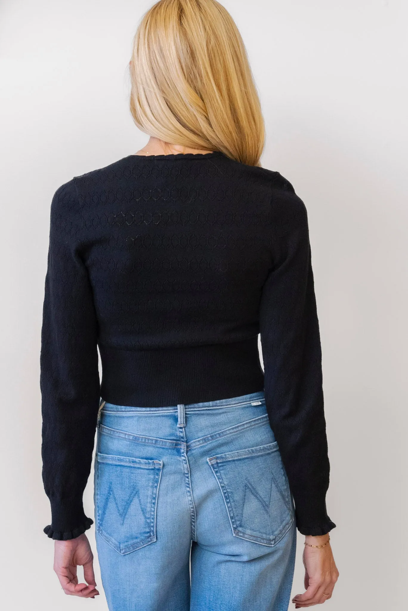 SCOTCH & SODA Pointelle Stitch Crew Neck Cardigan