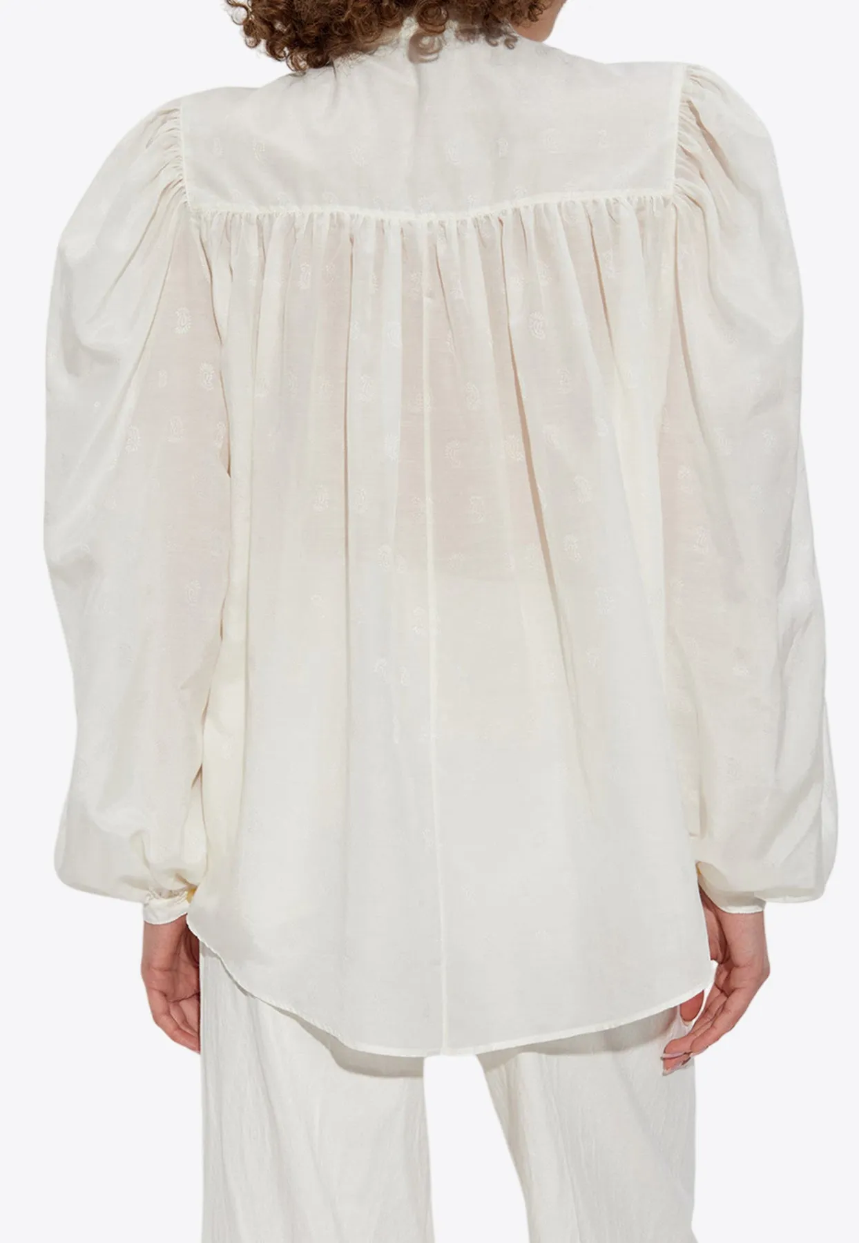 Semi-Sheer Gathered Blouse