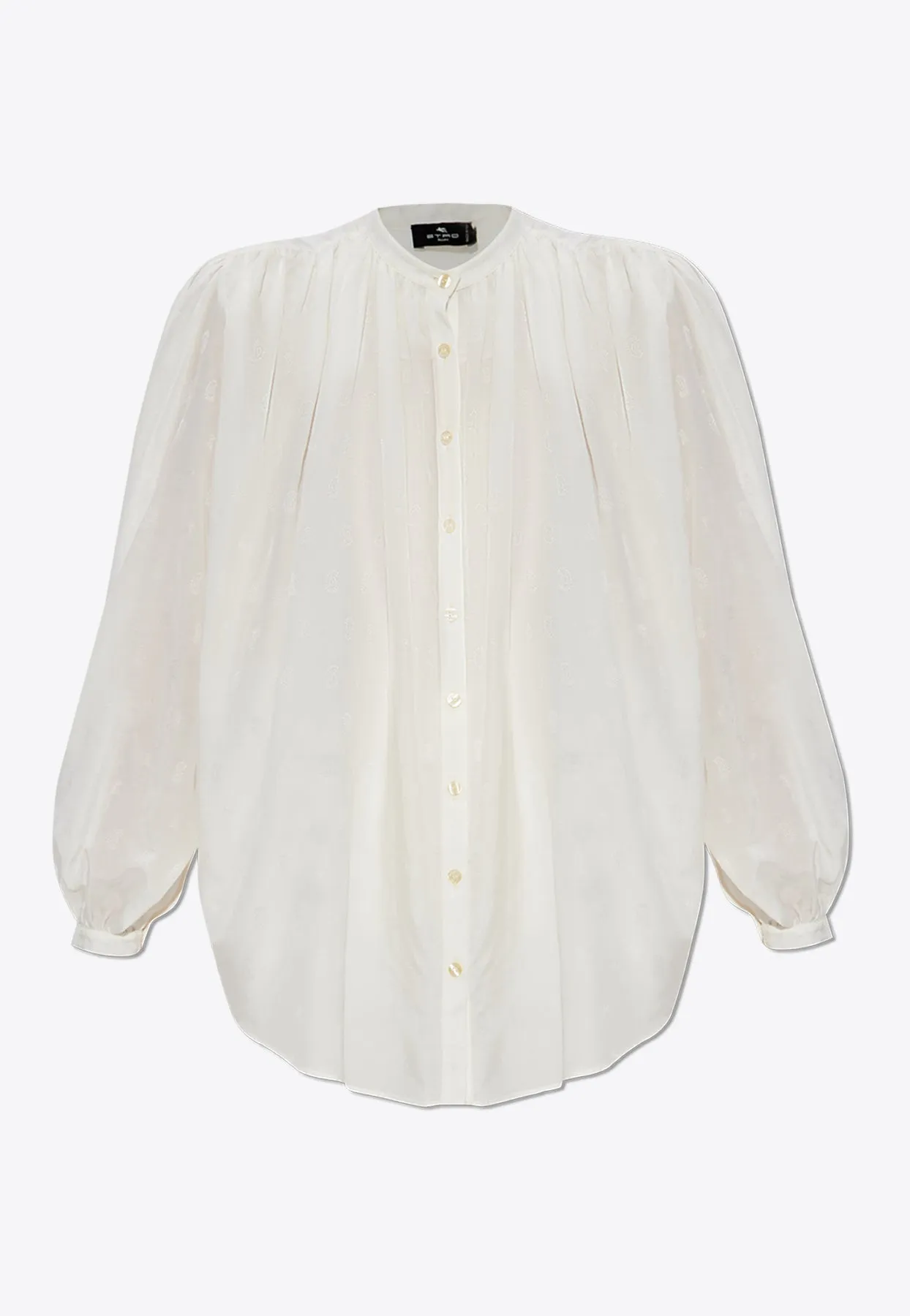 Semi-Sheer Gathered Blouse