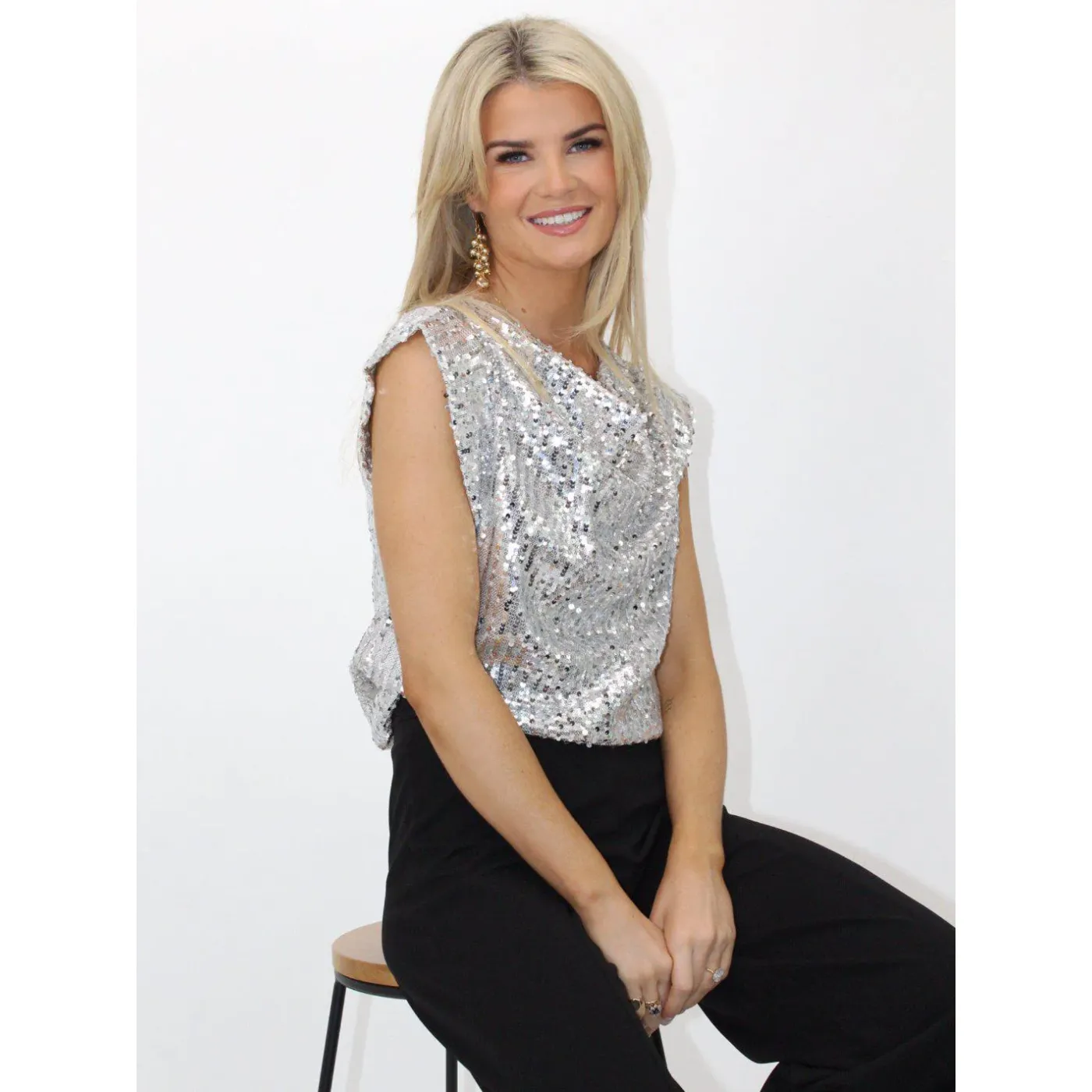 Sequin Silver Top